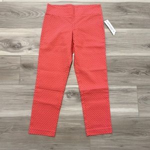 Margaret M slimming Pull on printed straight leg cropped pants coral pink SP